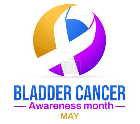 Photo for Bladder Cancer Awareness Month background with colorful ribbon and typography. May is bladder cancer awareness month, backdrop design - Royalty Free Image