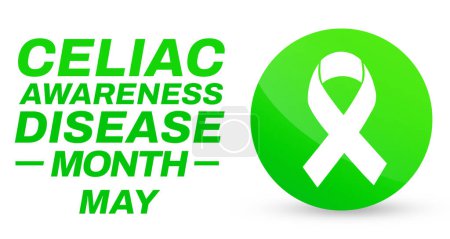 Photo for Celiac disease awareness month with green ribbon and typography on the side. May is celiac disease awareness month, backdrop design - Royalty Free Image