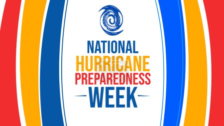 Téléchargez les photos : Semaine de préparation aux ouragans est Mai, conception de fond avec des formes colorées et la typographie - en image libre de droit