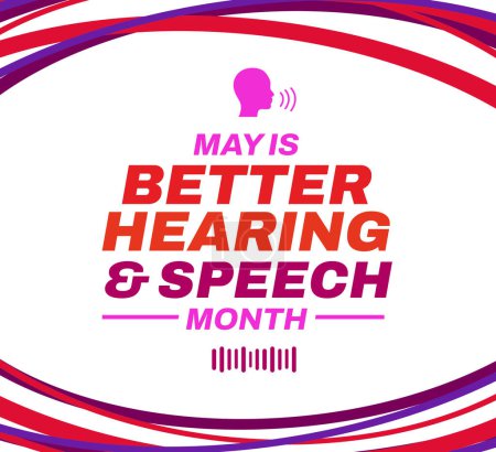 Foto de Mayo es mejor mes de audición y habla, diseño de papel pintado con tipografía y formas. El mes de audición y el telón de fondo - Imagen libre de derechos