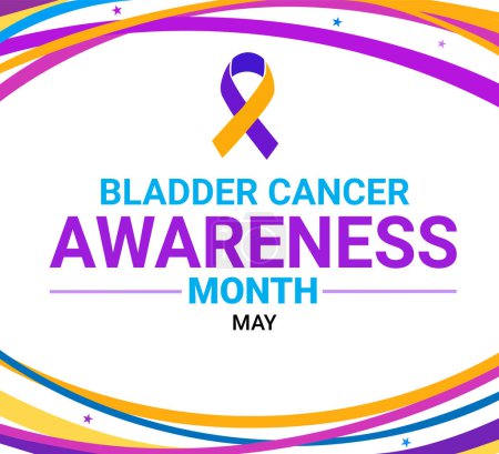 Bladder Cancer Awareness Month wallpaper design with colorful ribbon and text
