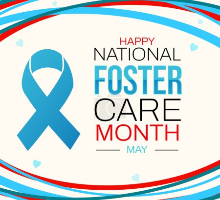 Photo for Happy National foster care month background with blue color shapes and typography. May is foster care month, backdrop design - Royalty Free Image