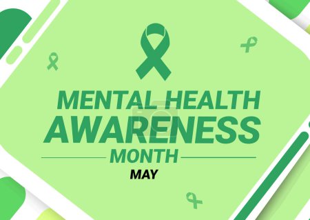 Photo for Mental health awareness backdrop design with green ribbon and typography - Royalty Free Image