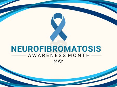 Photo for Neurofibromatosis Awareness month backdrop with blue ribbon and typography. May is Neurofibromatosis awareness month, background design - Royalty Free Image