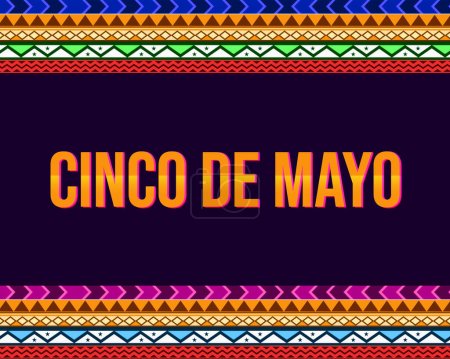 Photo for Cinco de Mayo federal holiday of Mexico background in colorful traditional border design and typography in the center - Royalty Free Image