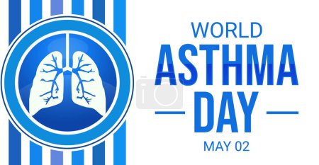 Téléchargez les photos : Journée internationale de l'asthme en toile de fond avec motif poumons bleus et typographie sur le côté. Le 2 mai est la journée mondiale de l'asthme, toile de fond - en image libre de droit