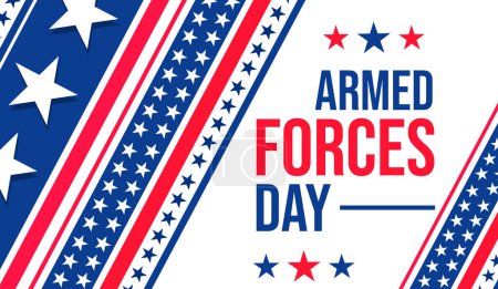 Photo for Modern Armed forces Day patriotic banner design with colorful star shapes and typography. American armed forces day concept backdrop - Royalty Free Image