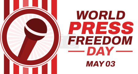 Foto de Fondo del Día Mundial de la Libertad de Prensa con micrófono redondo y tipografía a un lado - Imagen libre de derechos