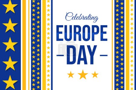Photo for Celebrating Europe Day background design with blue shapes and yellow stars. Europe day wallpaper design - Royalty Free Image