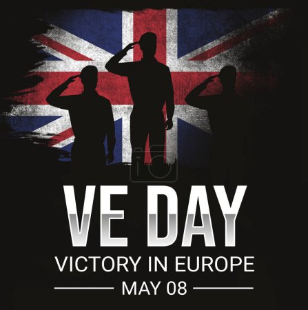 Téléchargez les photos : Fond d'écran Victory in Europe Day avec typographie VE et drapeau de l'Europe en toile de fond. Concept de jour de victoire patriotique - en image libre de droit