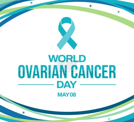 World Ovarian cancer day background with ribbon and typography in the center. Ovarian cancer day wallpaper design