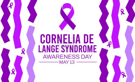 Photo for CDLS awareness day background with purple ribbon and typography under it. Cornelia de Lange syndrome awareness day design - Royalty Free Image