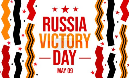 Téléchargez les photos : Russie papier peint Jour de la Victoire avec des formes de conception colorées et la typographie au centre. Patriotique russie victoire arrière-plan jour - en image libre de droit