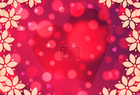Photo for Abstract flowers and bokeh design background with copy space for text. Modern empty space colorful bright love banner design with heart - Royalty Free Image