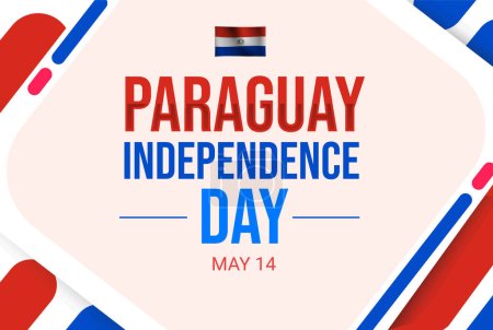 Foto de Fondo de pantalla Día de la Independencia de Paraguay con bandera ondeante y tipografía en el centro - Imagen libre de derechos