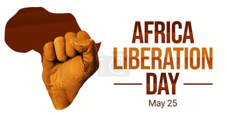 Foto de Fondo del Día de la Liberación de África con un puño saliendo del mapa y la tipografía al costado - Imagen libre de derechos