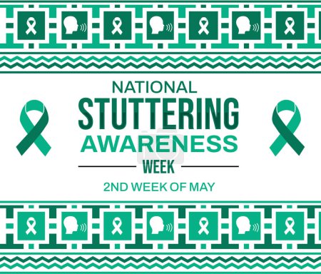 Foto de National Stuttering Awareness Day fondo de pantalla con cinta y signo de voz. Tartamudeo conciencia día fondo diseño - Imagen libre de derechos
