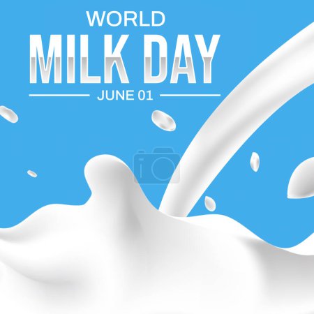Photo for World Milk Day background with milk pouring onto the design. International milk day backdrop - Royalty Free Image