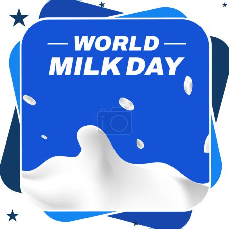 Téléchargez les photos : Fond d'écran Journée mondiale du lait avec éclaboussure de lait et concept de conception de couleur bleue. Journée internationale de la conception de toile de fond de lait - en image libre de droit