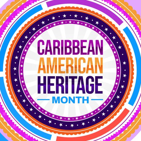 Téléchargez les photos : Célébration du Mois du patrimoine américain des Caraïbes papier peint avec des formes rondes colorées et la typographie au centre - en image libre de droit