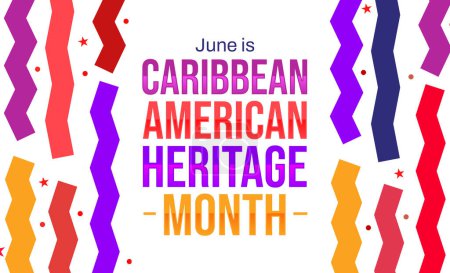 Foto de Junio es Caribbean American Heritage Month fondo de pantalla con formas coloridas y diseño de tipografía - Imagen libre de derechos