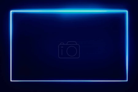 Téléchargez les photos : Fond d'écran lumineux au néon abstrait avec le fond bleu foncé et l'espace libre. Moderne lumineux cadre lumineux concept de papier peint - en image libre de droit