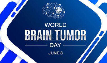 Photo for World Brain Tumor Day wallpaper with wireframe brain design adn typography in the center on blue backdrop - Royalty Free Image