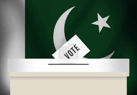 Photo for Pakistan elections and voting concept background with a waving flag and balloting box. General elections in Pakistan concept backdrop - Royalty Free Image
