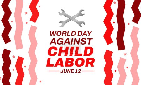 Téléchargez les photos : Observation de la Journée mondiale contre le travail des enfants concept fond avec typographie en rouge - en image libre de droit