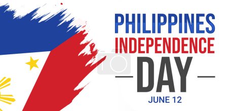 Foto de Filipinas Día de la Independencia diseño de la cubierta del papel pintado con bandera y tipografía. Día de la Independencia de Filipinas, escenario - Imagen libre de derechos