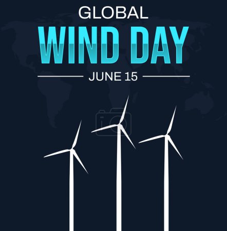 Téléchargez les photos : Journée mondiale du vent fond avec les fans et la typographie fond minimaliste. Le 15 juin est célébré comme journée mondiale de l'énergie éolienne - en image libre de droit