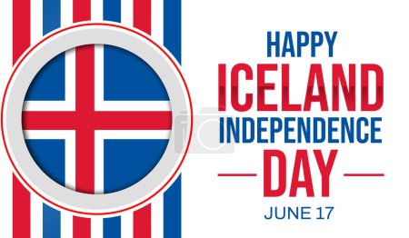 Happy Island Independence Day Tapete mit Flagge und Typografie auf der Seite. Unabhängigkeitstag Islands, Bühnenbild