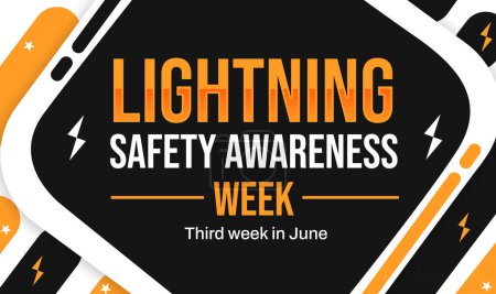 Photo for Lightning Safety Awareness Week background with thunder illustration and colorful typography in the center. Safety from Lightning Awareness concept backdrop - Royalty Free Image