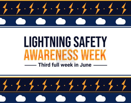 Photo for The third full week in June is Lightning safety awareness week, background design in traditional style with typography. Lightning safety awareness week backdrop - Royalty Free Image
