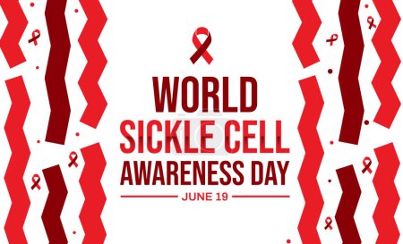 Téléchargez les photos : Journée mondiale de sensibilisation à la drépanocytose arrière-plan avec ruban rouge et design typographique. - en image libre de droit