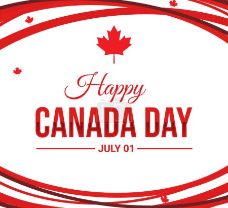 Fondo de pantalla Happy Canada Day con formas rojas y tipografía en el centro. Un día de fiesta federal en Canadá concepto de telón de fondo
