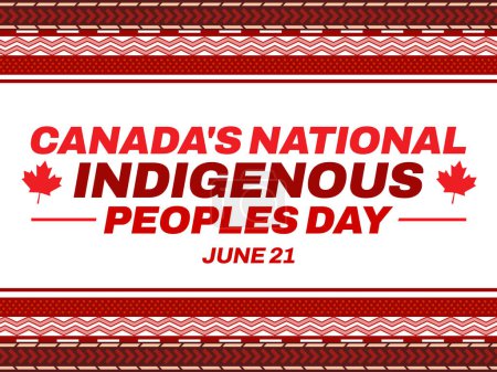 Téléchargez les photos : Journée nationale des peuples autochtones du Canada, conception de fond avec typographie et formes de bordure traditionnelles - en image libre de droit