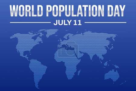 Photo for July 11 is world population day, background with map and typography. - Royalty Free Image