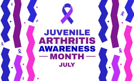 Photo for Juvenile arthritis awareness month background with ribbon and colorful typography. - Royalty Free Image