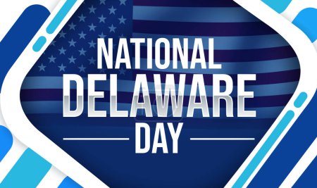 Foto de Fondo de pantalla nacional Delaware día con ondear bandera estadounidense en el telón de fondo. Fondo del día de Delaware - Imagen libre de derechos