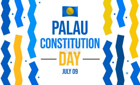 Foto de Constitución de Palaos Fondo del día con bandera ondeante y tipografía. - Imagen libre de derechos