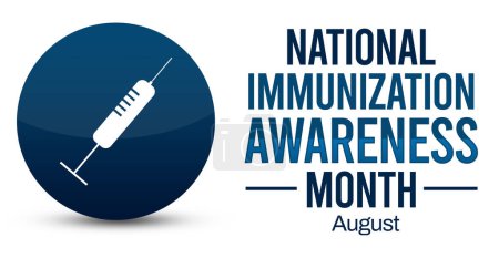 Téléchargez les photos : Août est le mois national de sensibilisation à la vaccination, conception de fond avec la forme de couleur bleue et la typographie. - en image libre de droit