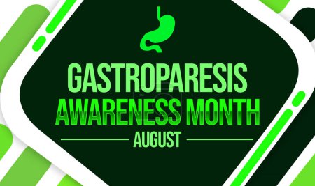 Photo for Gastroparesis awareness month backdrop design with green typography and shapes. August is a month of gastroparesis awareness - Royalty Free Image