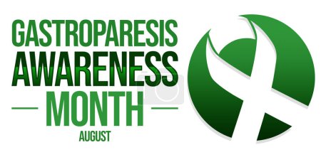 Photo for Gastroparesis awareness month background with green ribbon design on the side. August is Gastroparesis awareness concept backdrop - Royalty Free Image