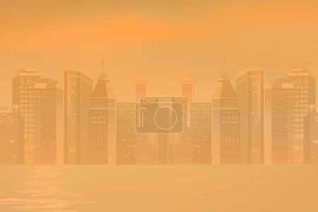 Photo for New York smoke weather concept background with dust and minimum visible skyscrappers building - Royalty Free Image