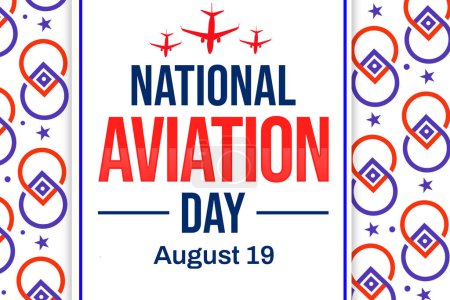 Téléchargez les photos : Design d'arrière-plan de la journée de l'aviation avec avions et typographie, toile de fond patriotique. 19 août est observé comme journée de l'aviation - en image libre de droit