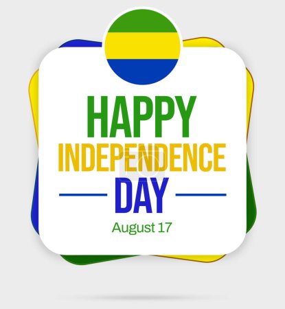 Téléchargez les photos : Gabon Independence Day papier peint avec drapeau et typographie colorée. Gabon Jour de l'indépendance avec espace libre sous le design - en image libre de droit
