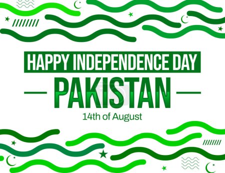 Photo for Happy Independence Day Pakistan background design in green colorful shapes and typography. Pakistan patriotic day concept backdrop - Royalty Free Image