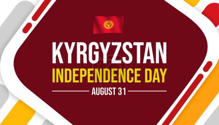 Foto de Fondo del día de independencia de Kirguistán con bandera ondeante y tipografía - Imagen libre de derechos