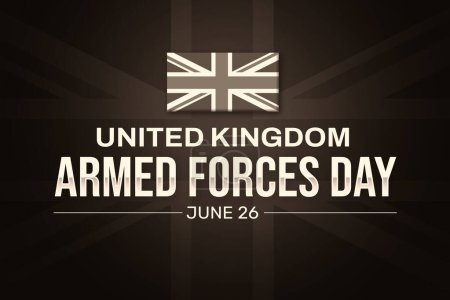 Téléchargez les photos : Royaume-Uni Conception d'arrière-plan de la journée des forces armées avec drapeau et typographie en couleurs vintage. Juin 26 est observé comme la journée des forces armées du Royaume-Uni - en image libre de droit